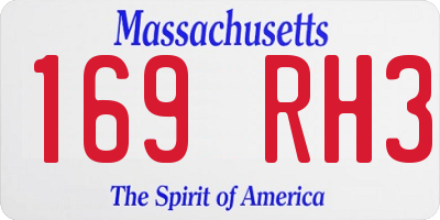 MA license plate 169RH3