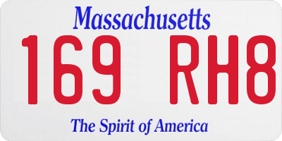 MA license plate 169RH8