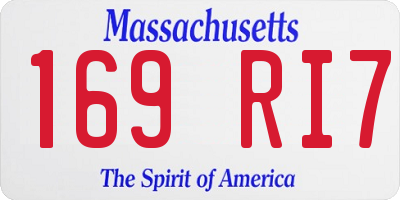 MA license plate 169RI7