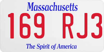 MA license plate 169RJ3