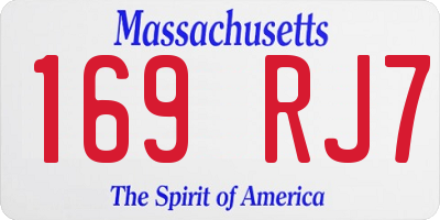 MA license plate 169RJ7