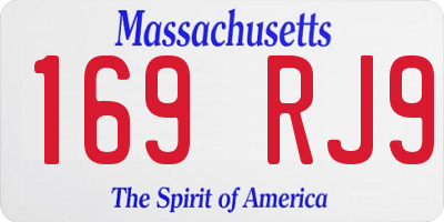 MA license plate 169RJ9