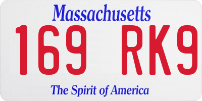 MA license plate 169RK9