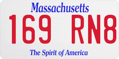 MA license plate 169RN8