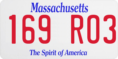 MA license plate 169RO3