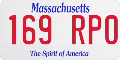 MA license plate 169RP0