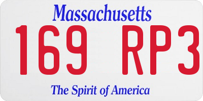MA license plate 169RP3