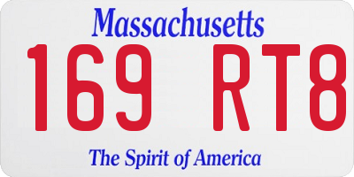 MA license plate 169RT8