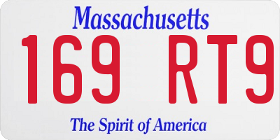 MA license plate 169RT9