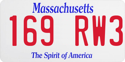 MA license plate 169RW3
