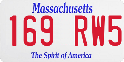 MA license plate 169RW5