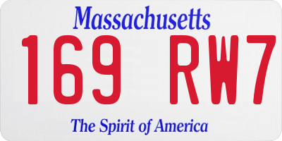 MA license plate 169RW7