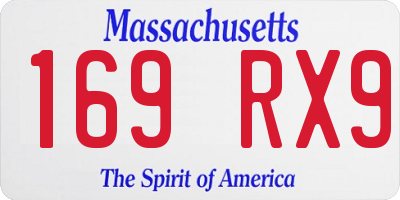 MA license plate 169RX9