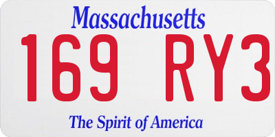 MA license plate 169RY3