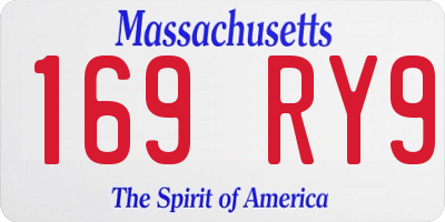 MA license plate 169RY9