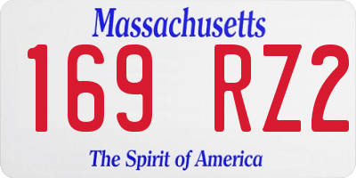 MA license plate 169RZ2