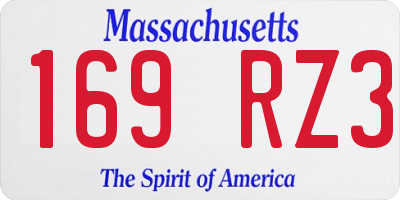 MA license plate 169RZ3