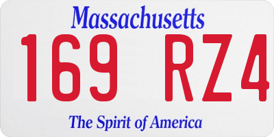 MA license plate 169RZ4