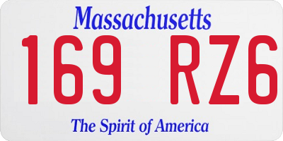 MA license plate 169RZ6
