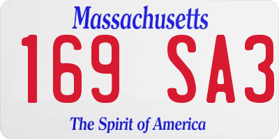 MA license plate 169SA3