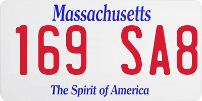MA license plate 169SA8