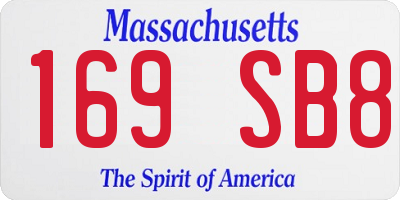 MA license plate 169SB8