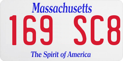 MA license plate 169SC8