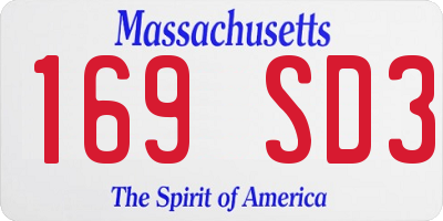MA license plate 169SD3