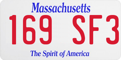 MA license plate 169SF3