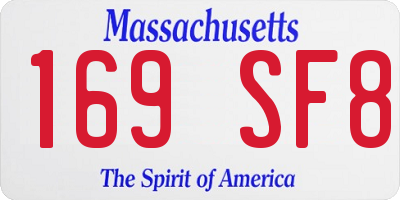 MA license plate 169SF8