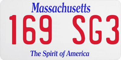 MA license plate 169SG3