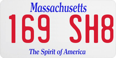 MA license plate 169SH8