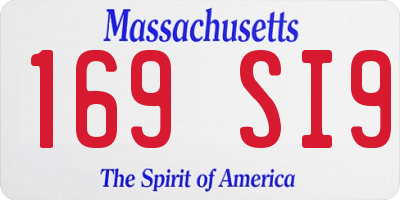 MA license plate 169SI9