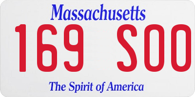 MA license plate 169SO0