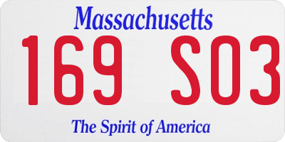 MA license plate 169SO3