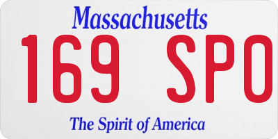 MA license plate 169SP0
