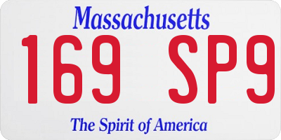 MA license plate 169SP9