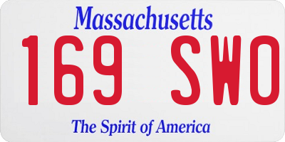 MA license plate 169SW0