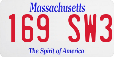 MA license plate 169SW3