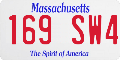 MA license plate 169SW4