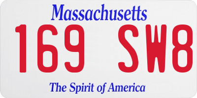 MA license plate 169SW8