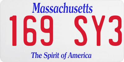 MA license plate 169SY3
