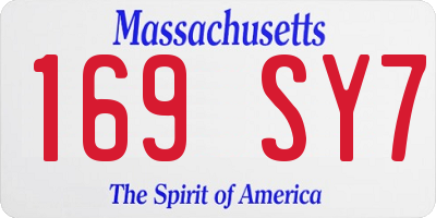MA license plate 169SY7