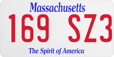MA license plate 169SZ3