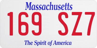 MA license plate 169SZ7