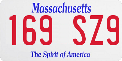 MA license plate 169SZ9