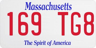 MA license plate 169TG8
