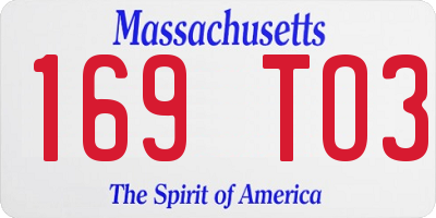 MA license plate 169TO3