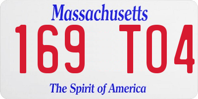 MA license plate 169TO4