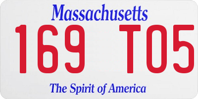 MA license plate 169TO5
